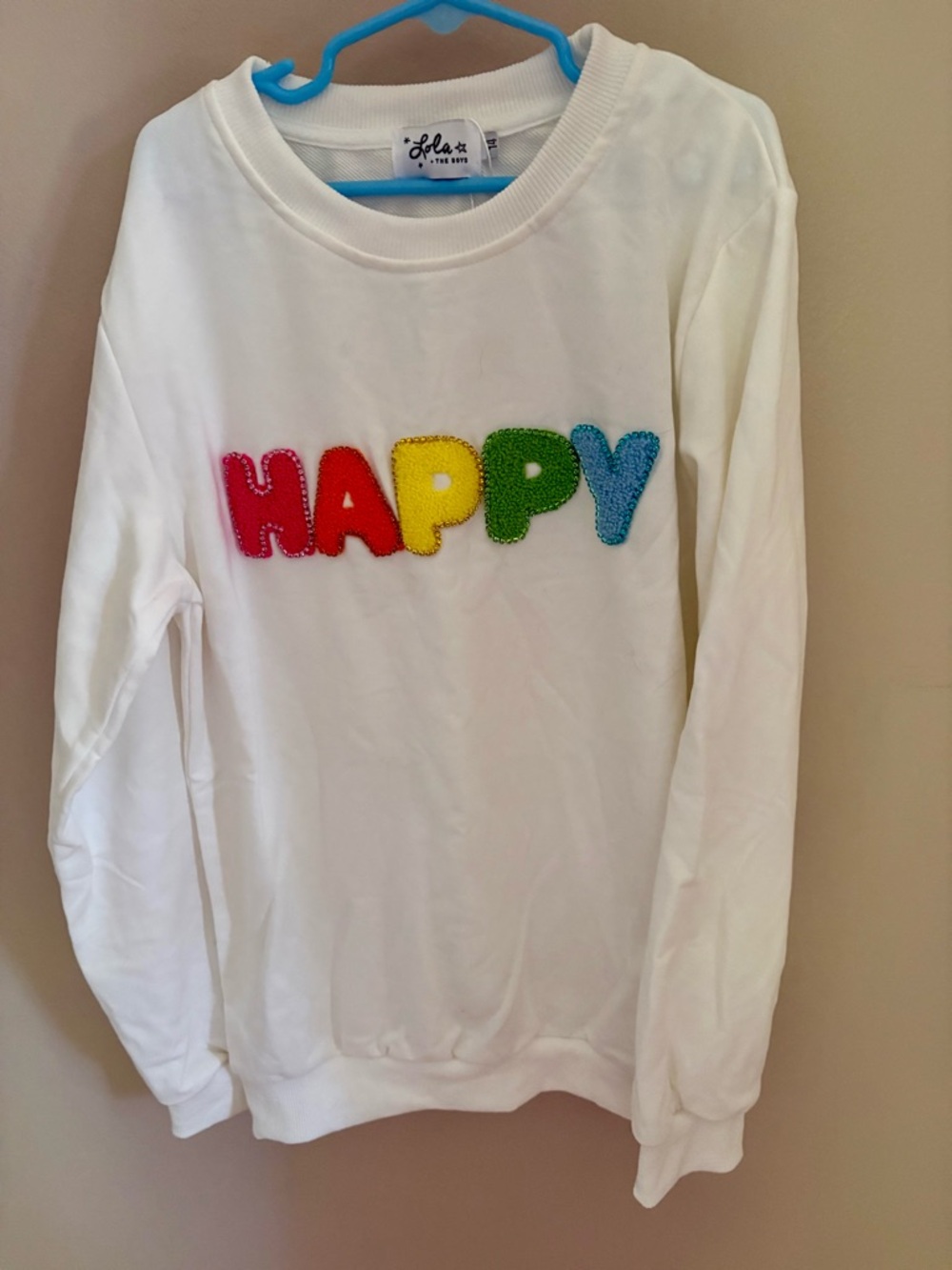 Happy Multicolor Letter Sweatshirt - White